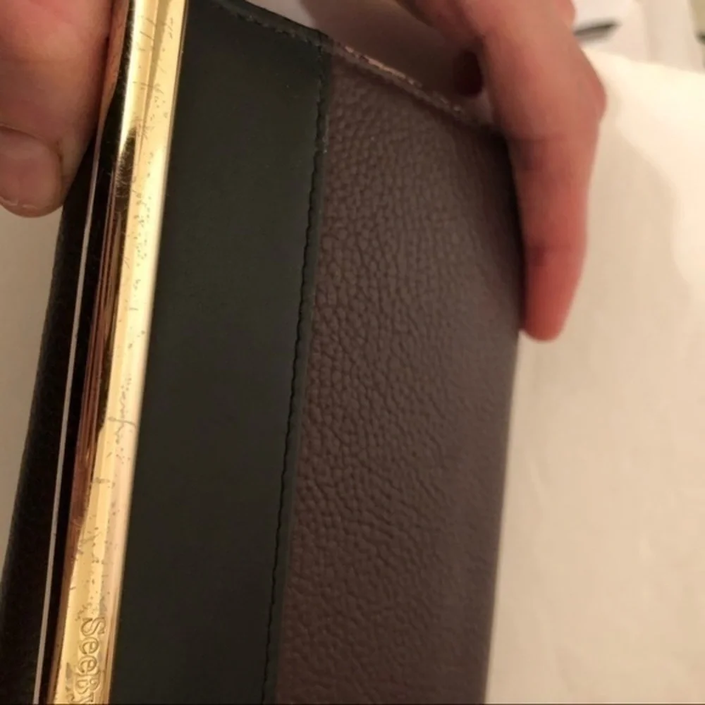 Chloe See by Chole burgundy and black clutch bag